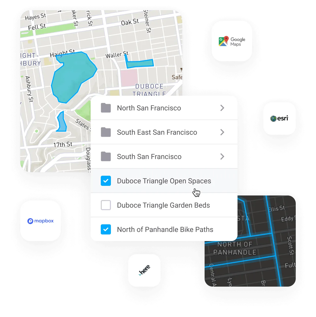 Basemap and layer controls in the Gruntify app