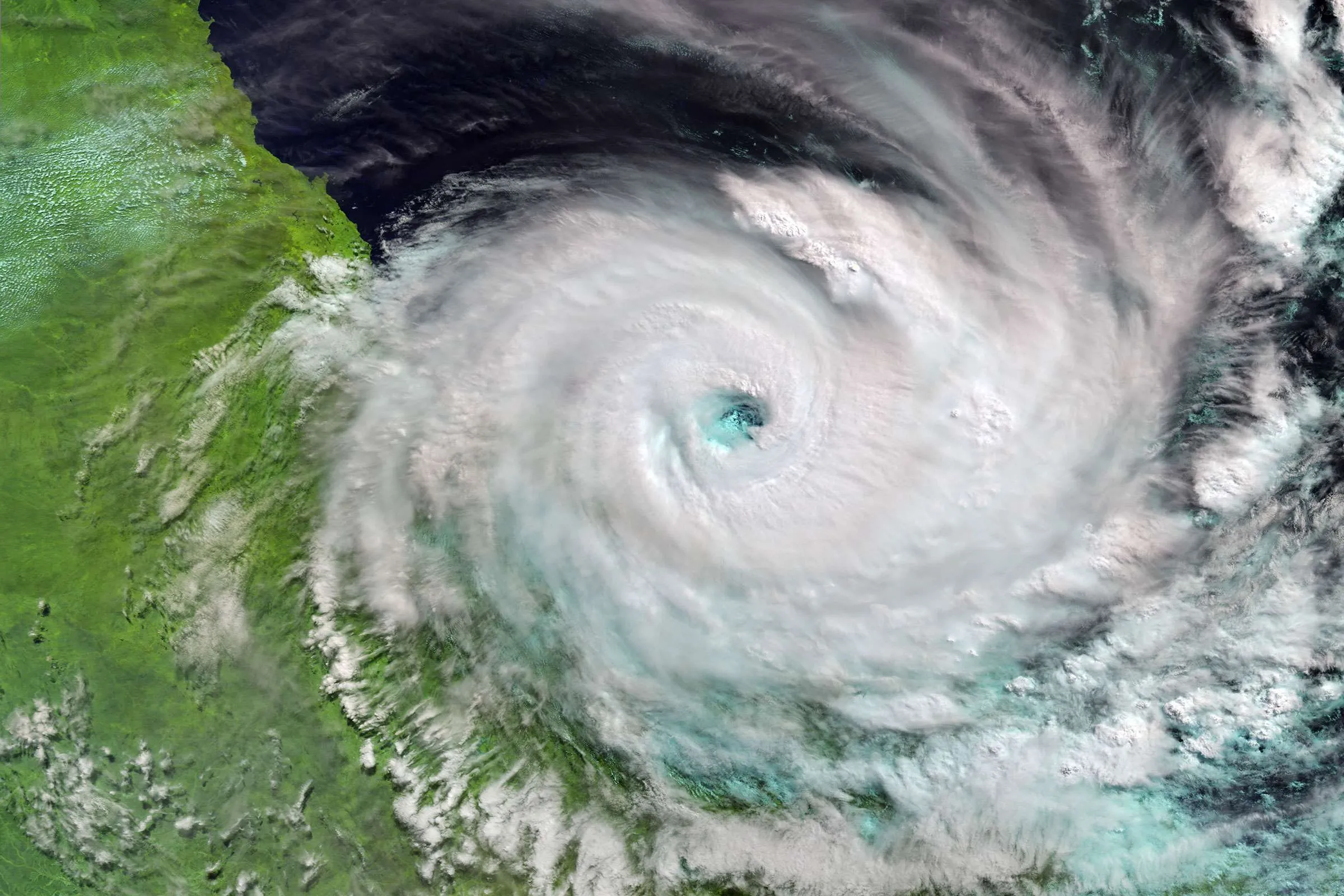Satellite view of Cyclone Debbie approaching the Queensland coast