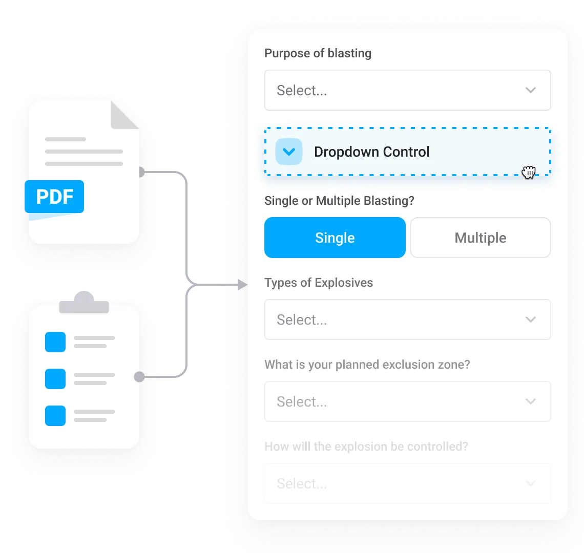 A digital blasting notification form replacing PDF paperwork