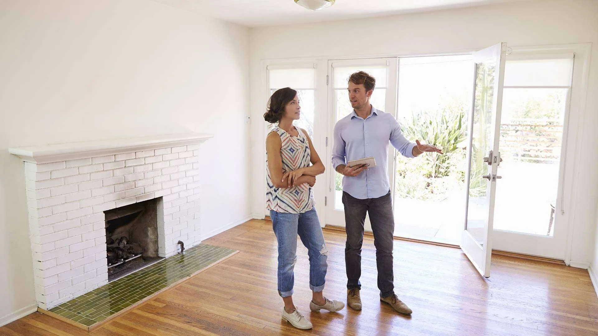 A property manager inspecting a rental home