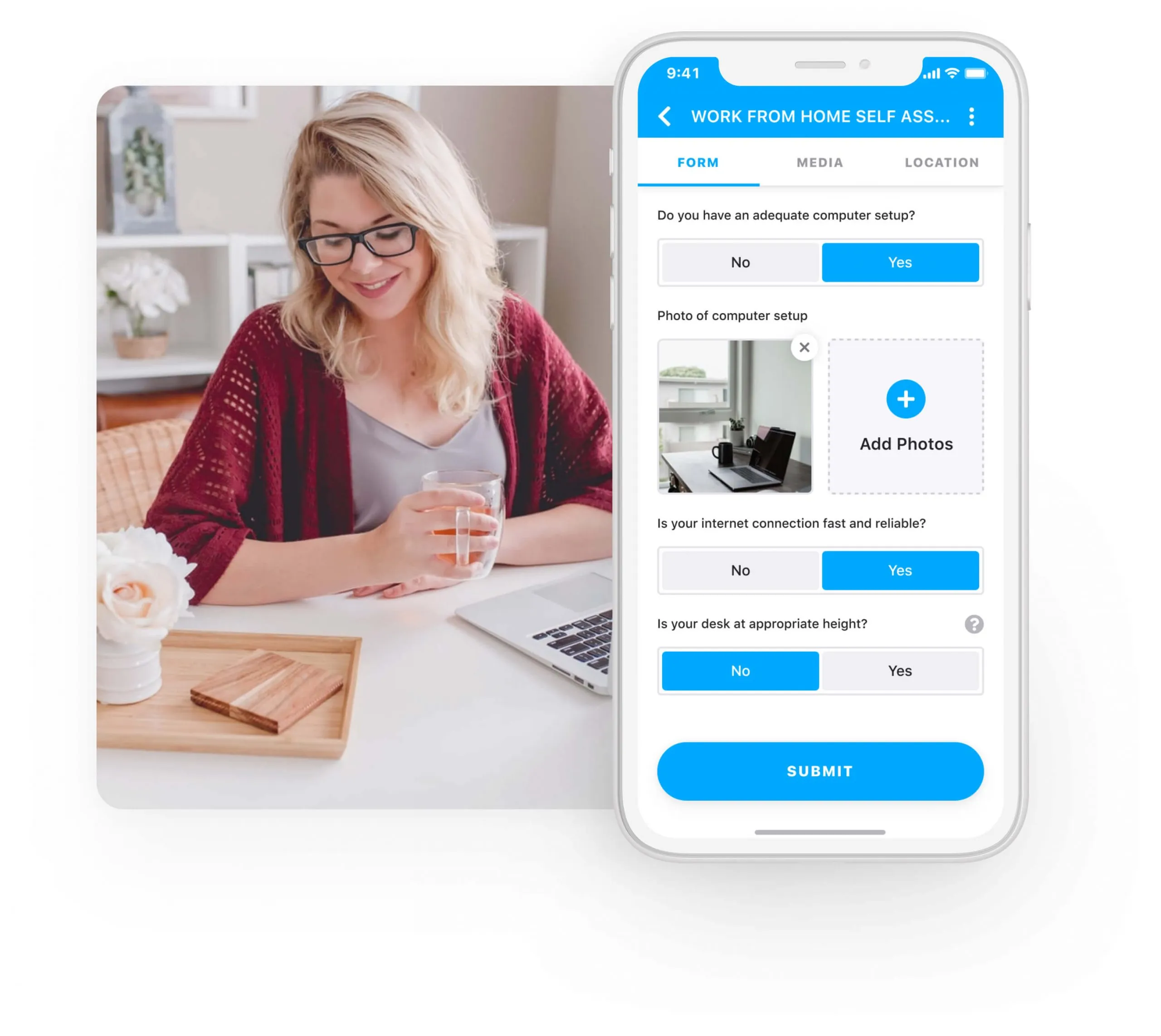 A work from home checklist being completed on a phone