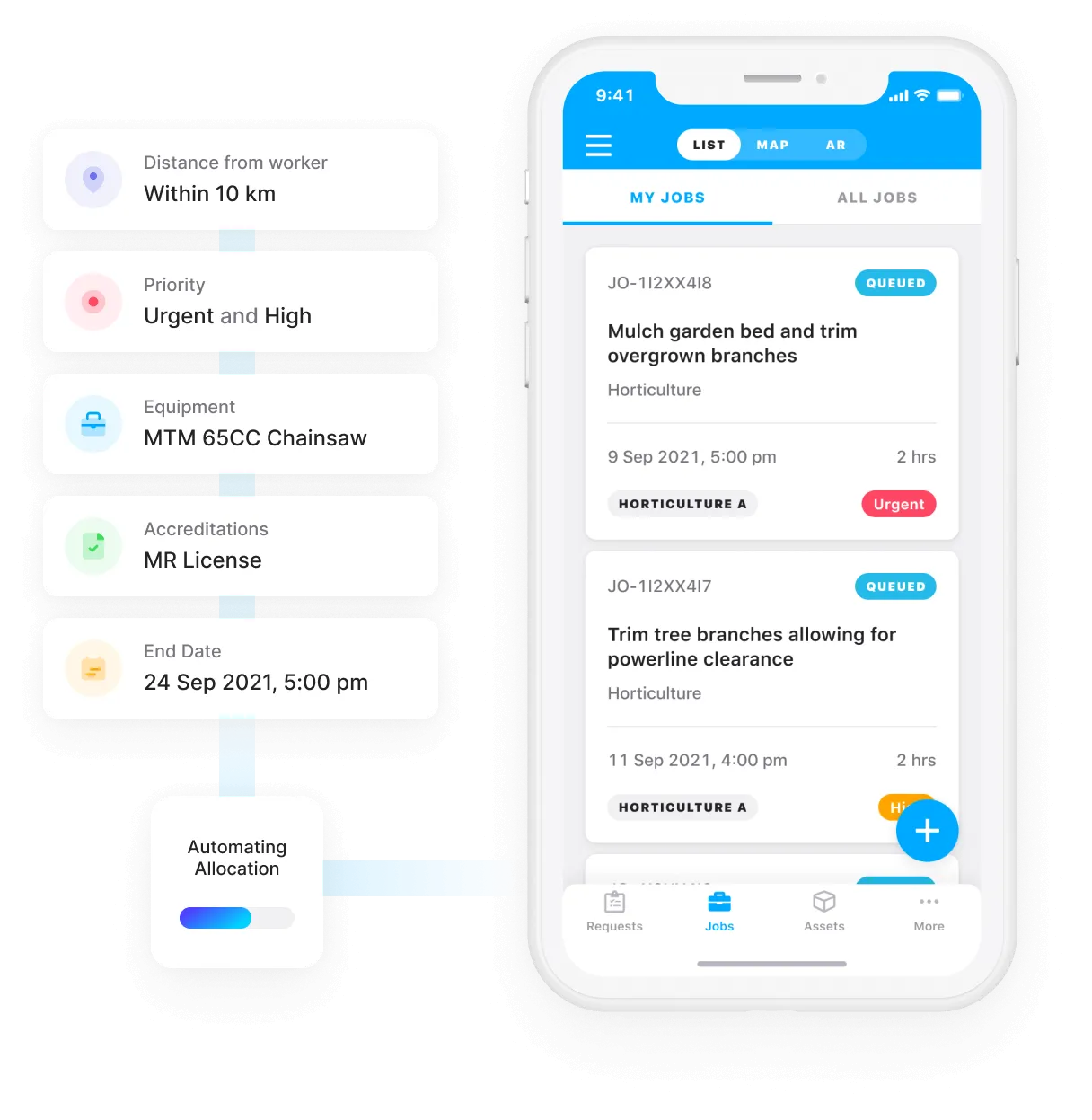 Job allocation criteria beside the mobile job list