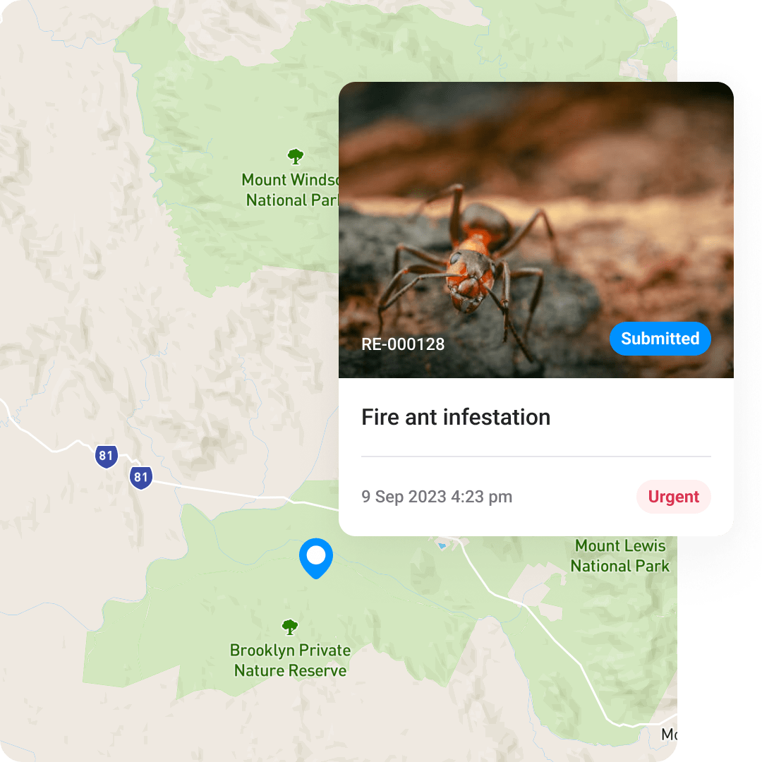 biosecurity inspections map and fire ant infestation